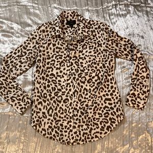 J Crew Cheetah print Linen Shirt